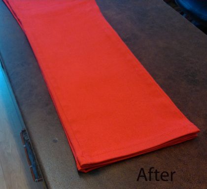 Red jeans shorten