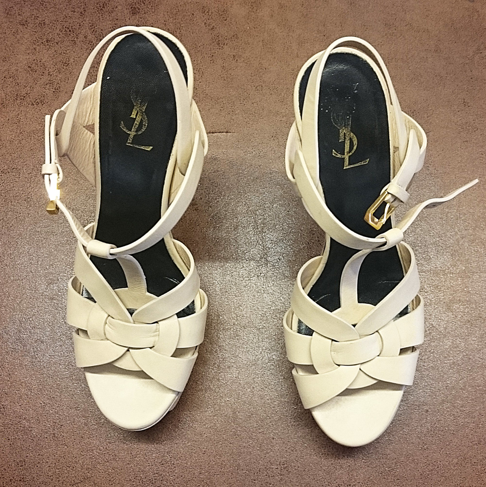 Yves Saint Laurent ladies shoes – heel restoration – The Shoe Carers