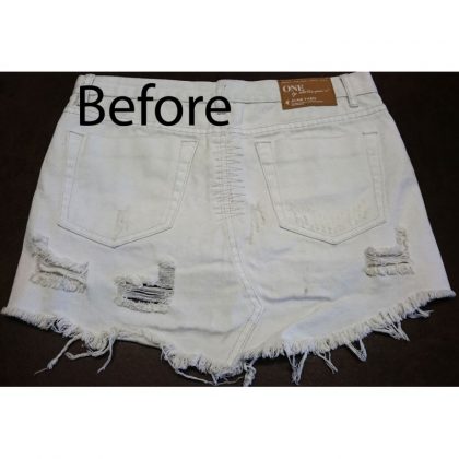 ONE white jean skirt take-in waist-and-seat