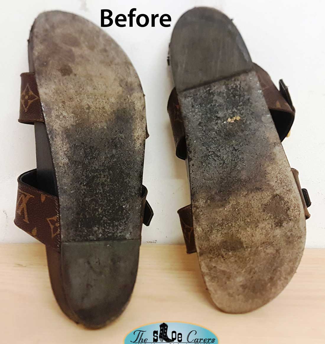 Louis Vuitton sandals restored – The Shoe Carers