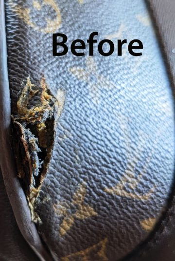 Louis Vuitton suitcase wheel re-rubbering – The Shoe Carers