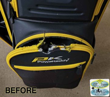Powakaddy - pocket zip eaten by animal