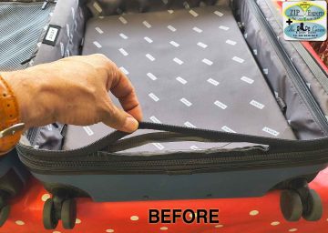 AWAY suitcase, zip tape re-attachment